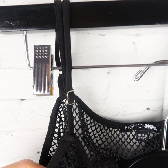 FASHION NOVA BLACK ONE PIECE BATHING SUIT WITH ATTACHED MESH SKIRT COVER UP XL - Picture 5 of 10